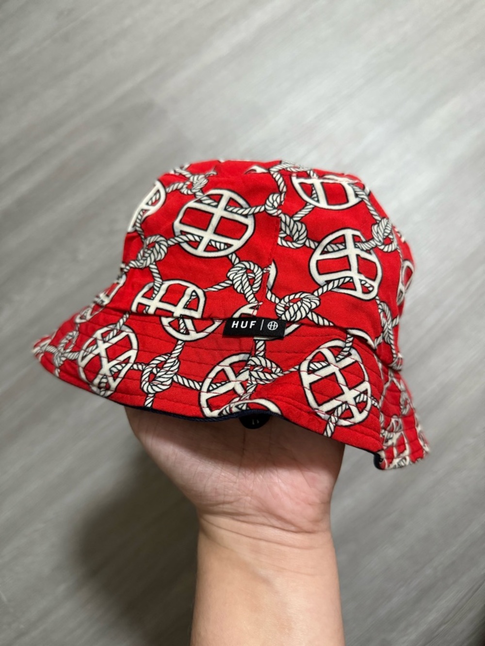 HUF Reversible Red Rope & Wheel Pattern Bucket Hat